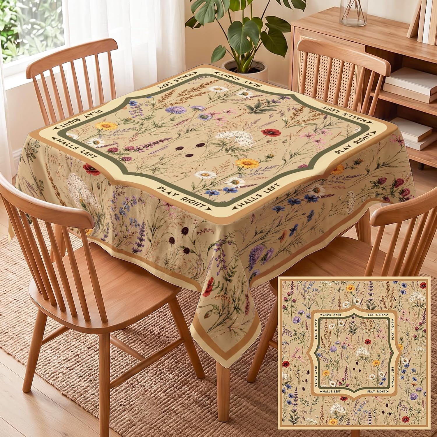 Flower Mahjong Tablecloth, Birthday Gift for Mahjong Lovers, 55 x 55In ...