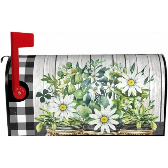 Flower Mailbox Covers Magnetic Standard Size 21x18 Inch Spring Mailbox, Farmhouse Mailbox Decorative Mailbox for Farmhouse Garden Decorations Outdoor Letter Box