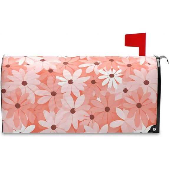Flower Mailbox Covers, Pink White Flower Mailbox Covers Oxford Cloth Post Box Cover with Magnetic Strip for Garden Yard Decor