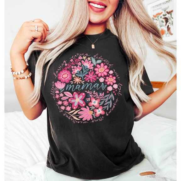 Flower Mama Shirt, Mama Shirt Floral Wreath, Mom Life Shirt, Aesthetic Mom, Mom Shirt, Cute Mom Shirt, Boho Mama Shirt, Cute Mom Graphic Tee Sweatshirt All Size S-5XL
