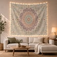 thumbnail image 1 of Flower Mandala on a Scalloped Petal Background, Serene Boho for Boho Decor Lovers, Botanical Wall Art Housewarming Gift Tapestry Wall Hanging for Bedroom, Living Room and Dorm, 1 of 7