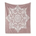 thumbnail image 1 of Flower Mandala Soft Flannel Fleece Blanket, Round Mandala Design with Traditional Petal and Flower Composition, Cozy Plush for Indoor and Outdoor Use, 50" x 70", Dried Rose and White, by Ambesonne, 1 of 5