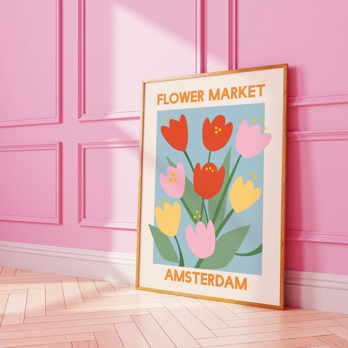 Flower Market Amsterdam Poster Bloemenmarkt Tulips Wall Art Blue Floral ...