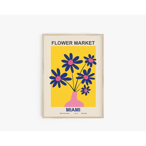 Flower Market Art Colorful Spring Floral Bouquet Modern Abstract Girls Room Decor, Unframed Paper Poster 8x10in