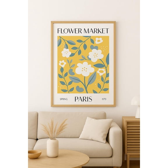 Flower Market Art Print Paris Spring 1979 Vintage Floral Retro Daisy Wall Art Botanical Print Aesthetic Home Decor