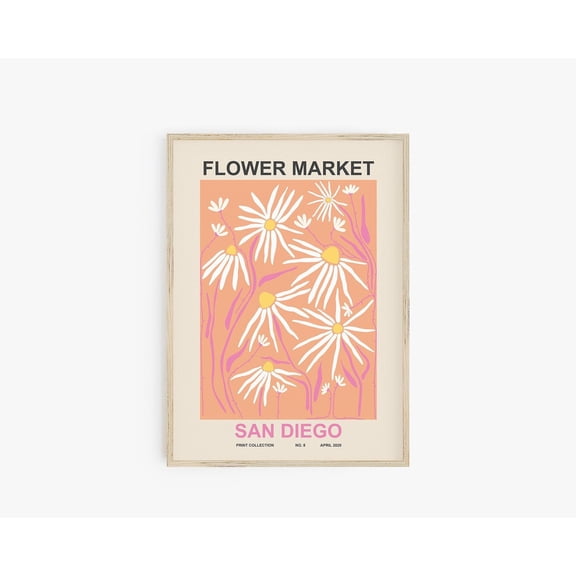 Flower Market Art Spring Floral Bouquet Abstract Modern Girls Room Bedroom Decor, Unframed Paper Poster 8x10in