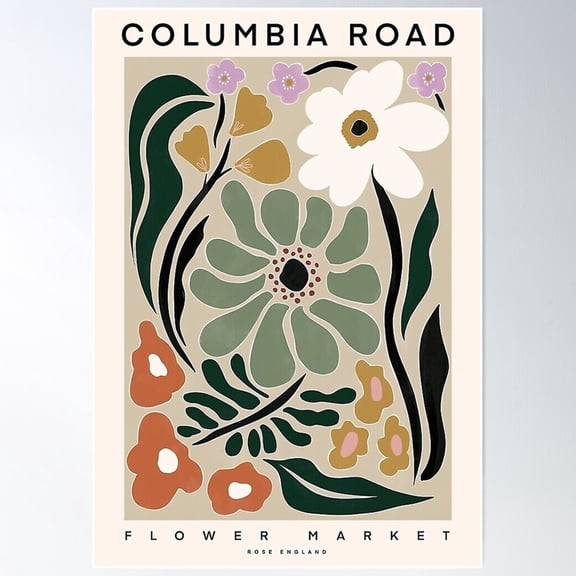 Flower Market Beautiful Columbia Road Poster Poster Wall Art, Modern Wall Decor For Living Room Bedroom, 8x12 UNFRAMED