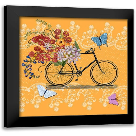 Flower Market Bicycle 15x15 Black Modern Framed Museum Art Print Titled - Art Licensing Studio