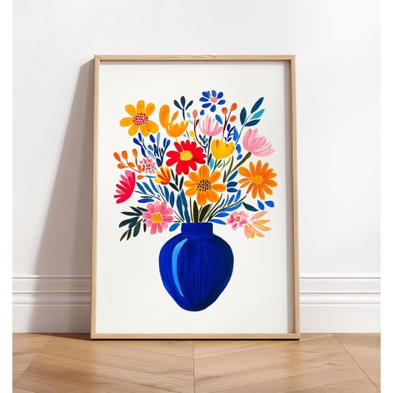 Flower Market Colorful Maximalist Wall Art, Unframed Canvas 12x16in