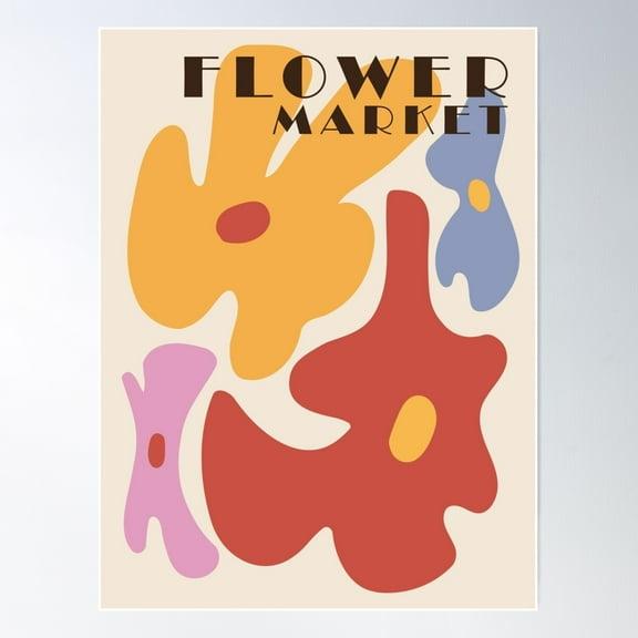 Flower Market, Colorful Retro Print, 70S, Indie Decor, Cottagecore, Fun Art, Posters Aesthetic, Abstract Flowers Poster Wall Art, Modern Wall Decor For Living Room Bedroom, 8x12 UNFRAMED