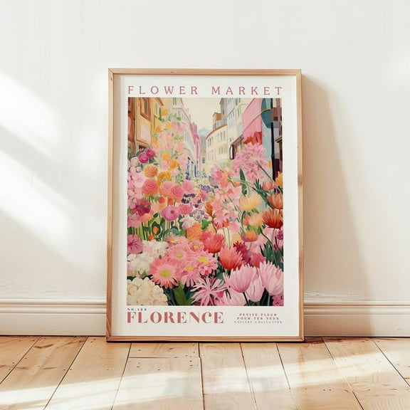 Flower Market Florence Print, Italy Travel Art, Large Modern Poster, Size 24''x36''-Gategoo
