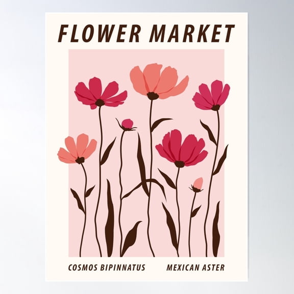 Flower Market, Garden Cosmos, Exhibition Print, Aesthetic Poster, Cute Floral Art, Botanical Print, Cottagecore Poster Wall Art, Modern Wall Decor For Living Room Bedroom, 8x12 UNFRAMED