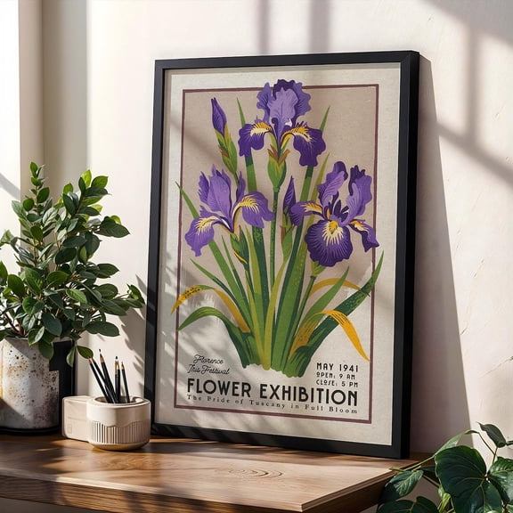 Flower Market Iris Print Retro Florence Italy Flower Art Flower Market Print Retro Italian Botanical Italy Floral Print
