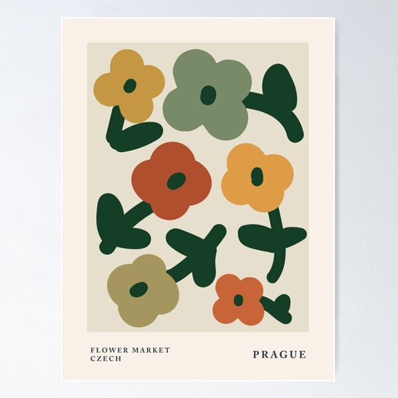 Flower Market Print Prague Print Posters Aesthetic Abstract Flowers Exhibition Poster Cottagecore Autumn Decor Poster, Poster Only