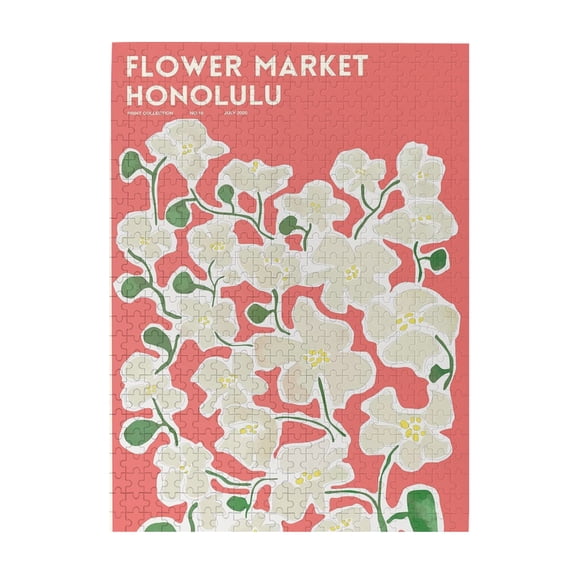 Flower Market Print, Printable Pink Flower Print, Honolulu Floral Art Print, Flower Market Puzzle, Coastal Prints,Jigsaw Puzzle 500 Puzzle Pieces,Puzzle Enthusiasts