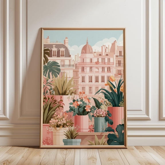 Flower Market Prints-Trendy Wall Art Vintage Arts Pink Prints Floral Wall Prints Romantic Gift Home Decor Paris Flower Art, Unframed Paper Print