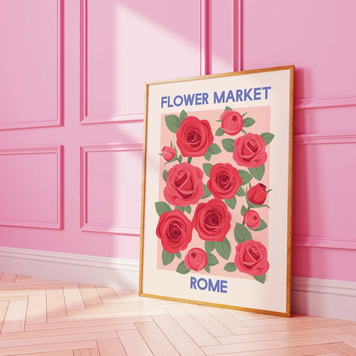 Flower Market Rome Poster Red Roses Wall Art Italy Travel Poster ...