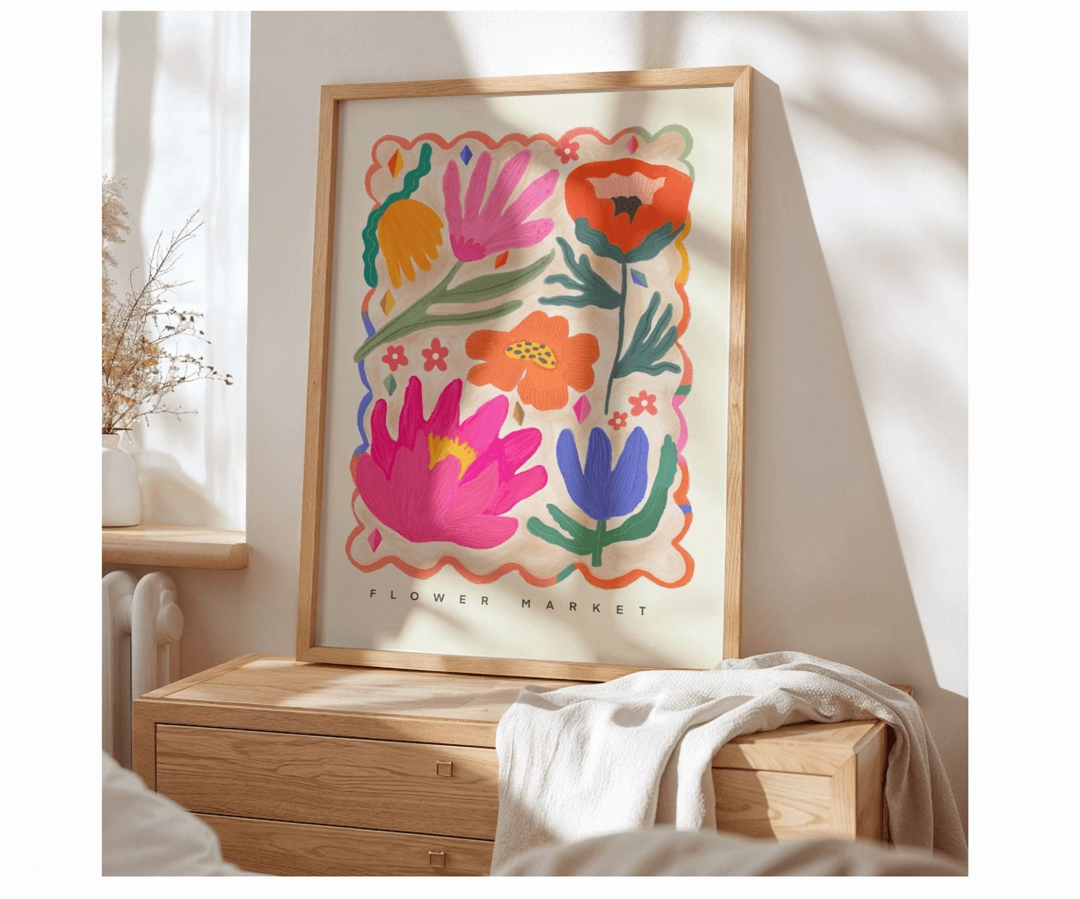 Flower Market Rotterdam Poster Abstract Floral Art Colourful Home Decor ...