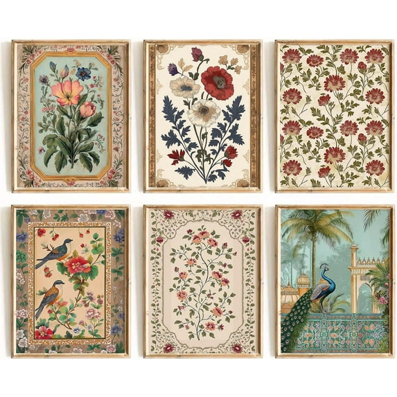 Flower Market WallFloral Canvas Pictures Colorful Botanical Wall Decor Wildflower Prints Painting Pink and Purple Flower Poster Artwork for Bedroom Living Room