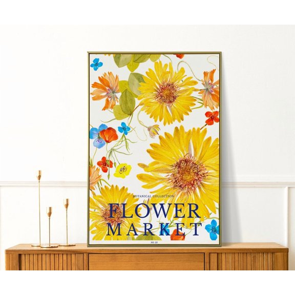 Flower Market Yellow White Botanical Wall Decor Unframed Paper Print