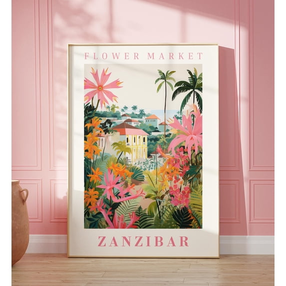 Flower Market Zanzibar Tanzania Floral Illustration Botanical Trendy ...