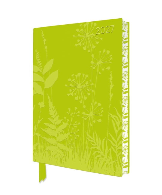 Flower Meadow 2027 Artisan Art Vegan Leather Diary Planner - Page to View with Notes, (Hardcover)