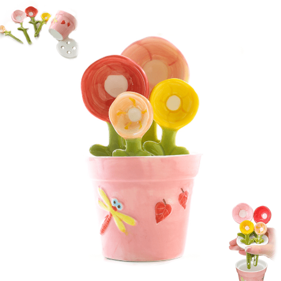 Flower Measuring Spoons, Ceramic Flower Measuring Spoons