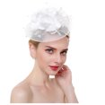 thumbnail image 1 of Flower Mesh Ribbons Feathers Headbands for Women Cocktail Tea Party Hat Headwear Elegant Stylish Retro Headband 1 PC White one size, 1 of 3