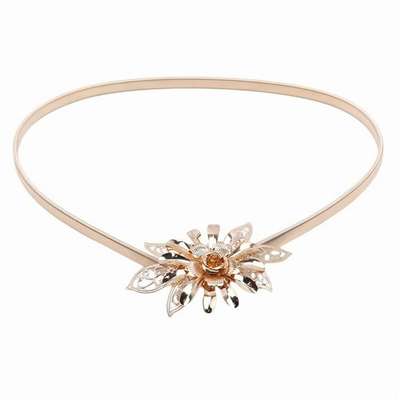 Flower Metal Buckle Belt for Women Ladies Elastic Waist Chain Belts Female Gold Thin Belts Ceinture Femme Pasek Damski cinta