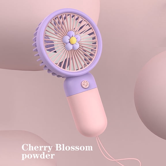 Flower Mini Handheld Fan Portable Personal Fan with Lanyard for Summer Travel Outdoor Activities Cute Floral Design Gifts Decorations 1pcs,Pink