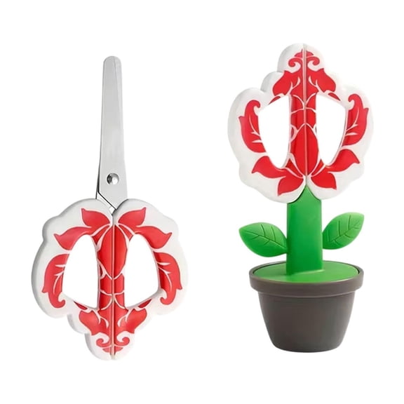 Flower Modeling Standing foldable Handmade Scissors, Cute Paper Cuttings Student Stationery Office Supplies