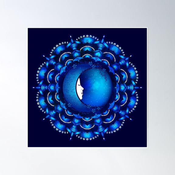 Flower Moon Mandala Poster Wall Art, Modern Wall Decor, 30x30 UNFRAMED