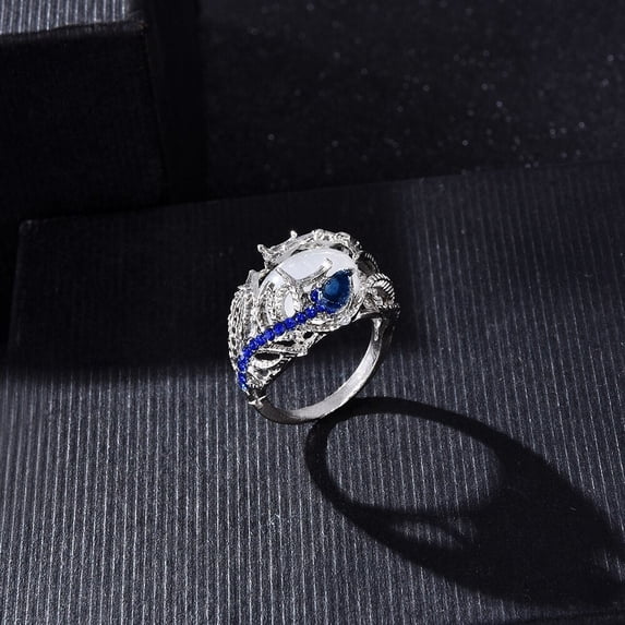 Womens Elegant Flower Ring with Moonstone Electroplated Alloy Fashion Jewelry Adds Nature Inspired Beauty to Outfits Trendy Ring Statement Ring
