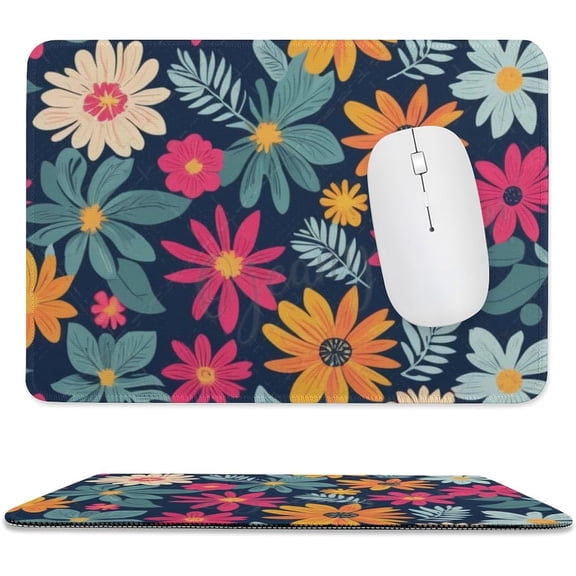 Flower Mouse Pad 7.9"x9.4", Cute Funny Customized Mousepad for Laptop Gaming, Stitched Edge Non-Slip Rubber Base, Home Office Decor Desk Accessories,Gift for Women