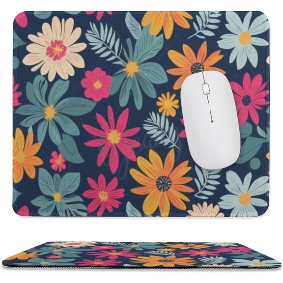 Flower Mouse Pad 9.8"x11.8", Cute Funny Customized Mousepad for Laptop Gaming, Stitched Edge Non-Slip Rubber Base, Home Office Decor Desk Accessories,Gift for Women