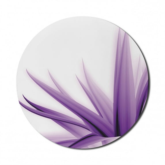 Flower Mouse Pad for Computers, Ombre Color Change Style Leaves Water Colored Print Calming Details Image, Round Non-Slip Thick Rubber Modern Gaming Mousepad, 8" Round, Purple and White, by Ambesonne