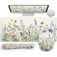thumbnail image 1 of Flower Mouse Pad Set Large Desk Matt for Desktop, Ergonomic Mouse Pad with Wrist Rest, Gaming Wrist Support Keyboard Mat Cup Coaster Set Cute Office Desk Decor Accessories, 1 of 13
