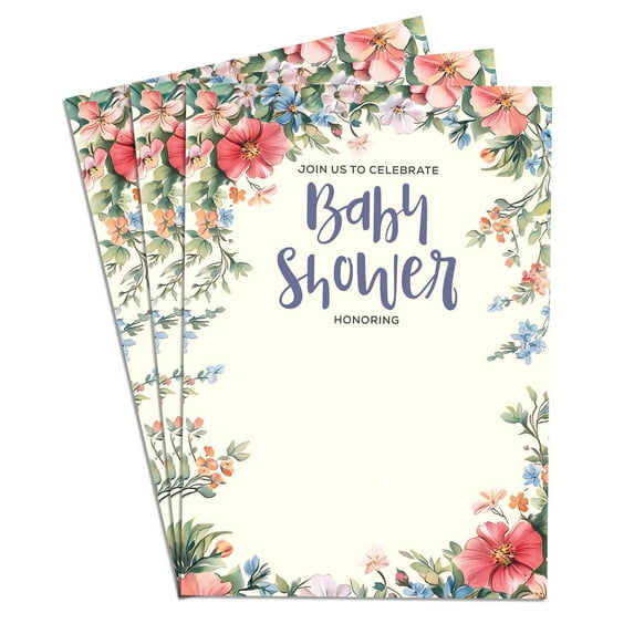Flower Multicolor Charming Baby Shower Invitation Elegant & Fun Designs for Boy & Girl 30 Card Perfect for Baby Celebration 5x7 in
