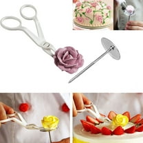 Flower Nail and Icing Scissors, Stainless Steel Cake Decorating Tool for Buttercream Fondant Cupcake, Rose Flower Piping Tip Lifter, Professional Baking