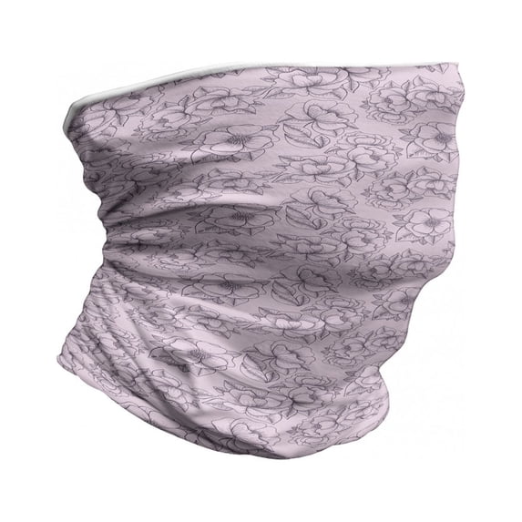 Flower Neck Gaiter, Vintage Feminine Floral Love, Unisex, Baby Pink Eggplant, by Ambesonne
