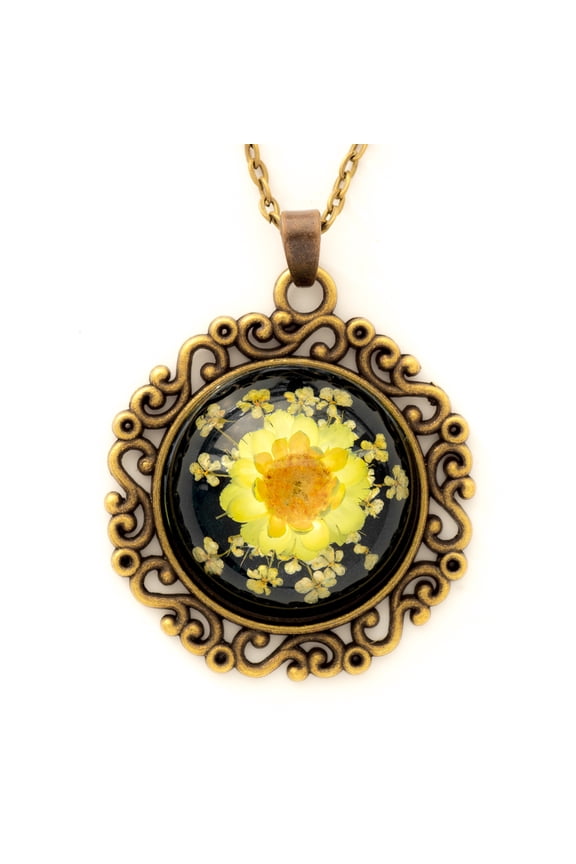 Flower Necklace Classic Orb Black-Yellow