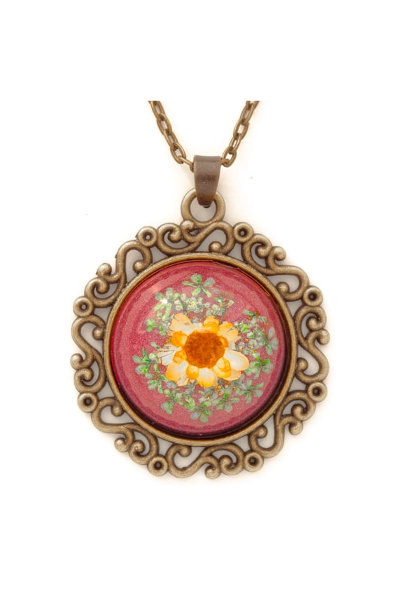 Flower Necklace Classic Orb Pink-Orange