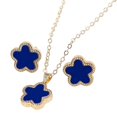 thumbnail image 1 of Flower Necklace Earrings Fashion Charm Long Chain Necklace for Birthday Gifts Dark Blue, 1 of 8
