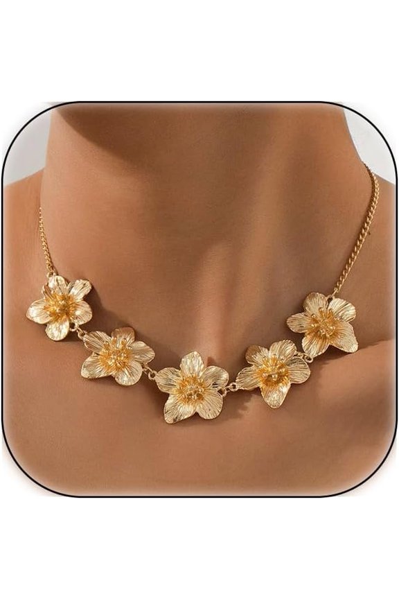 Flower Necklace for Women Flower Layered Necklaces Trendy Statement Necklace Floral