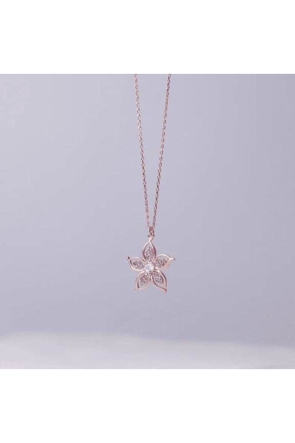 Flower Necklace with Amethyst - Dainty Flower Necklace - Gift for Women