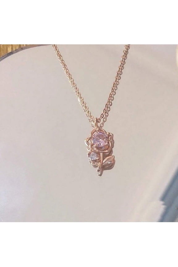 Flower Necklaces For Women Valentine's Day Rose Pendant Choker Clavicle Chain Jewelry Gifts