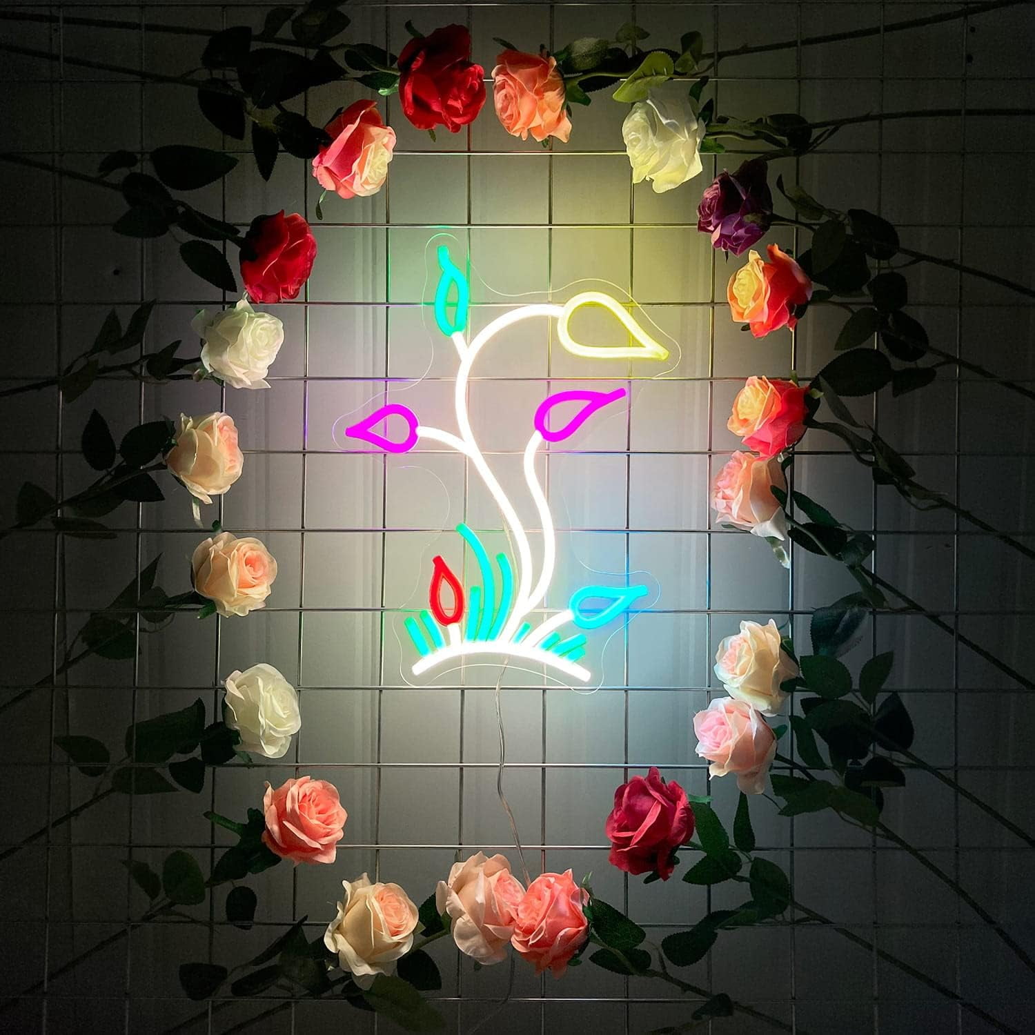 Flower Neon Sign Flower LED Light Signs Retro LED Signs Flower Shaped