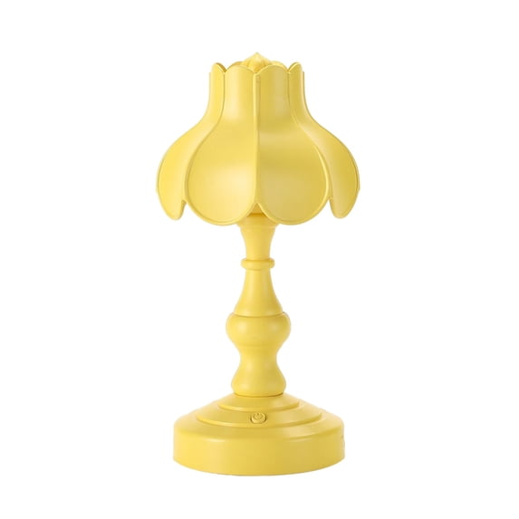 Flower Night Lamp, Bedroom Retro Table Lights for Desk Mini Table Lamp, Studying Night Lamp, Mini Collection Spindle Base Reading Lamp (Yellow)