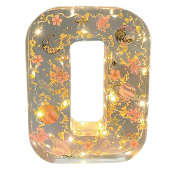 Flower Night Light Resin Letter Lamp | Floral Alphabet Home Decor | Soft Ambient Lighting | Unique Handcrafted Gift | Bedroom Living Room Nursery Decoration | 1 Piece | Elegant Flower Design