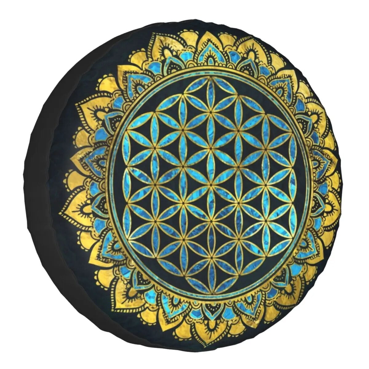 Flower Of Life In Lotus Mandala Spare Wheel Tire Cover Zen Yoga